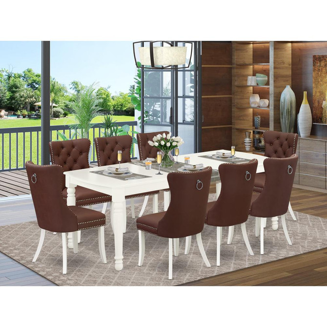 9 Piece Modern Dining Table Set Consists of a Rectangle Kitchen Table