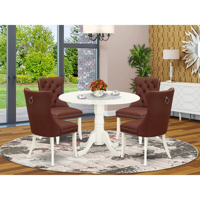 5 Piece Dinette Set for Small Spaces Contains a Round Dining Table