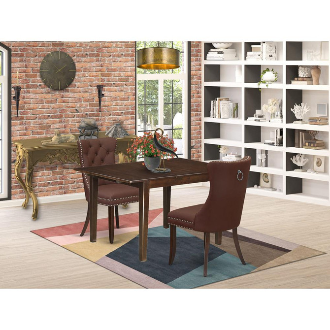 3 Piece Kitchen Set Consists of a Rectangle Dining Table with Butterfly Leaf