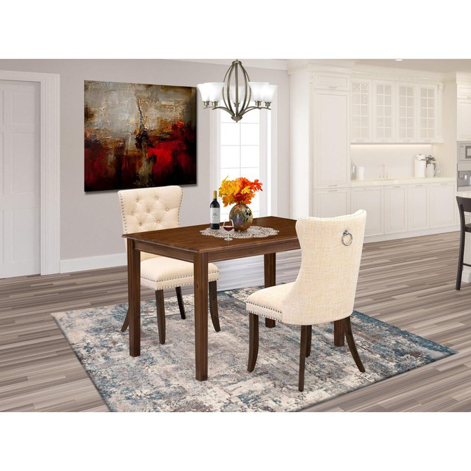 3 Piece Dining Room Furniture Set Contains a Rectangle Solid Wood Table