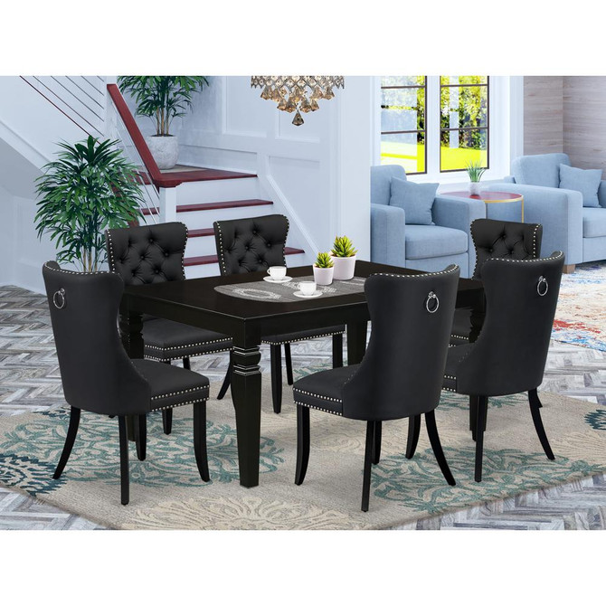 7 Piece Dinette Set Contains a Rectangle Kitchen Table with Butterfly Leaf
