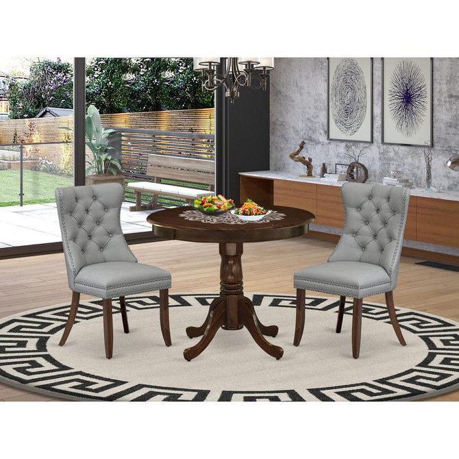 3 Piece Dining Room Table Set Consists of a Round Kitchen Table with Pedestal