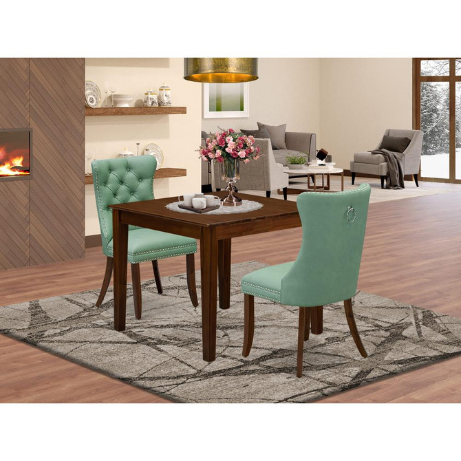 3 Piece Dining Room Table Set Contains a Square Solid Wood Table