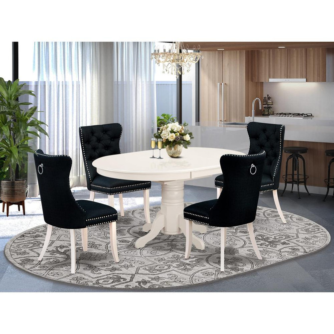 5 Piece Kitchen Table Set Consists of an Oval Dining Table with Butterfly Leaf