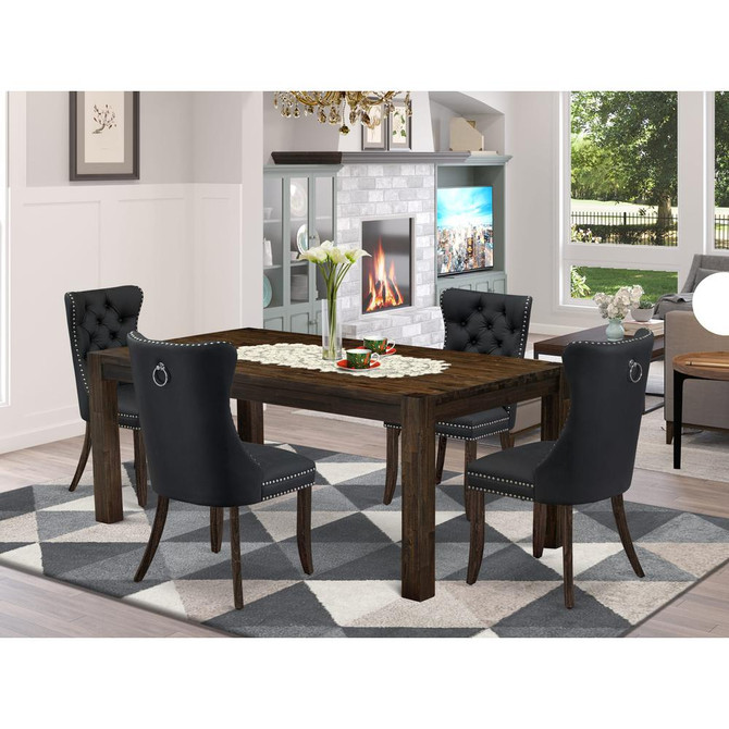 5 Piece Dinette Set Consists of a Rectangle Rustic Wood Dining Table