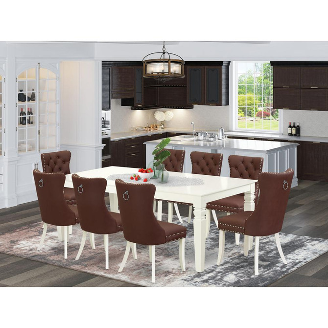 9 Piece Kitchen Table Set Consists of a Rectangle Dining Table