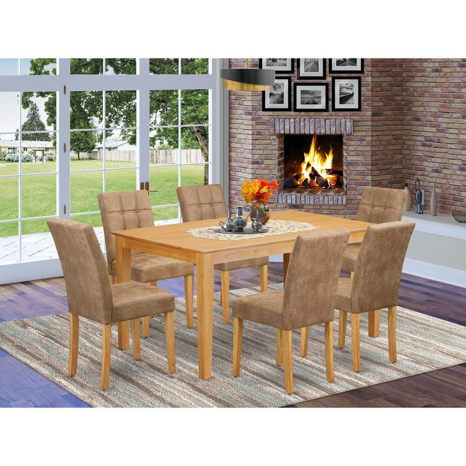 7 Piece Dining Room Table Set consists A Mid Century Modern Dining Table