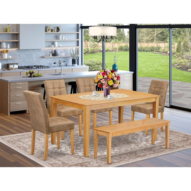 6 Piece Dinner Table Set contain A Wood Dining Table