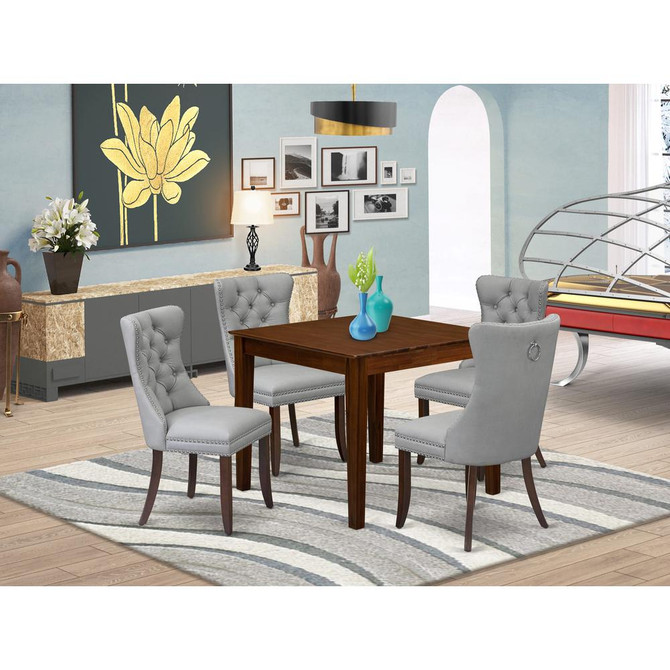 5 Piece Kitchen Table & Chairs Set Consists of a Square Dining Table