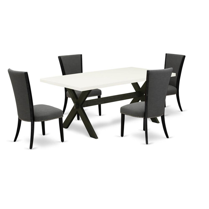 5 Piece Set Includes a Rectangle Dining Room Table with X-Legs