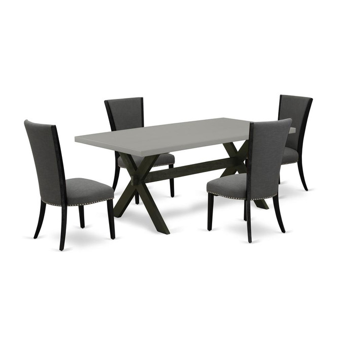 5 Piece Set Includes a Rectangle Kitchen Table with X-Legs