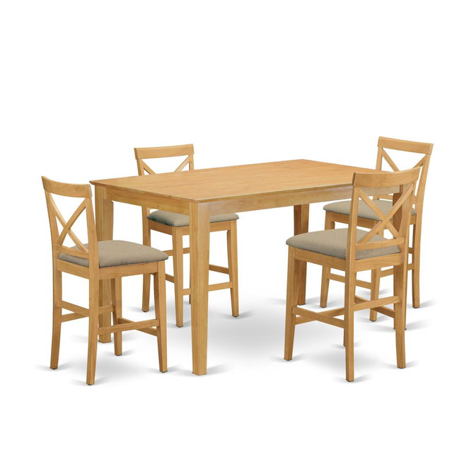 East West Furniture CAPU5H-OAK-C Dining Set, 36x60 inch Table