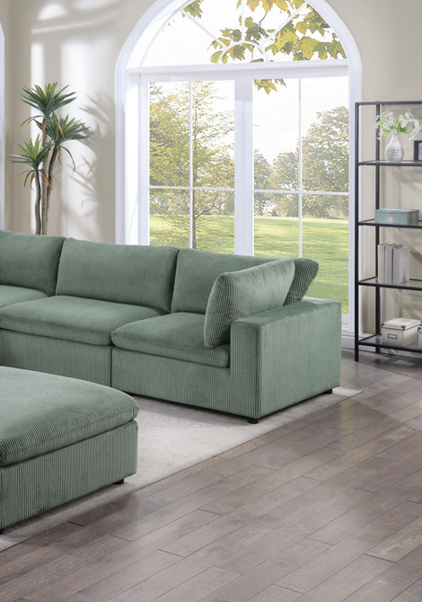 Sage Color 6pc Modular Sectional Set Corduroy Upholstery Couch 