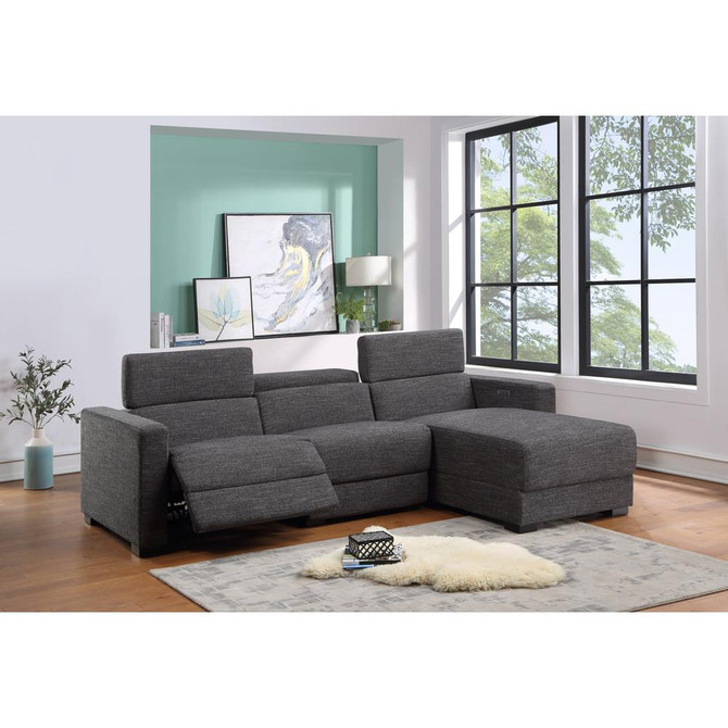 Zara Power Reclining Sectional - Charcoal