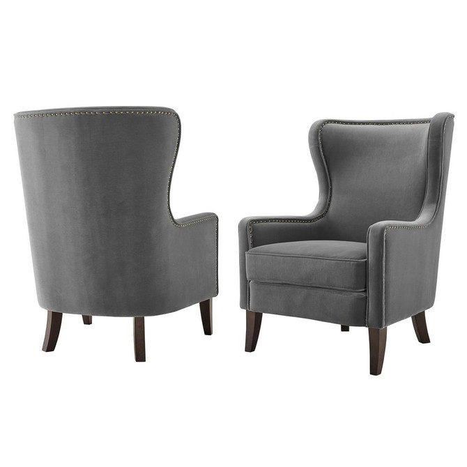 Rosco Velvet Accent Chair  - Charcoal