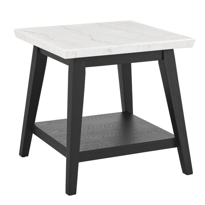 Vida-Black White Marble Top End Table