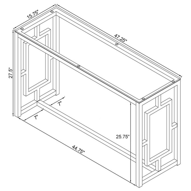 Merced Rectangle Glass Top Sofa Table Nickel