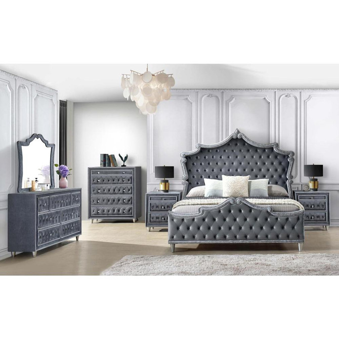 Antonella 5-drawer Upholstered Chest Grey