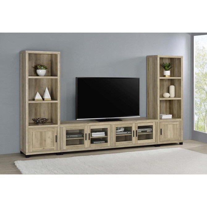 Sachin 3-piece Entertainment Center With 79" TV Stand Antique Pine