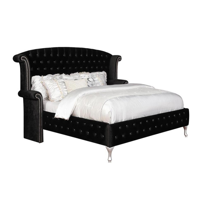 Deanna Eastern King Tufted Upholstered Bed Black