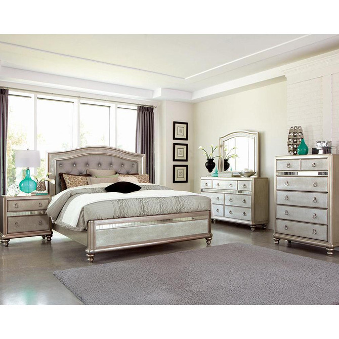 Bling Game Bedroom Set Metallic Platinum