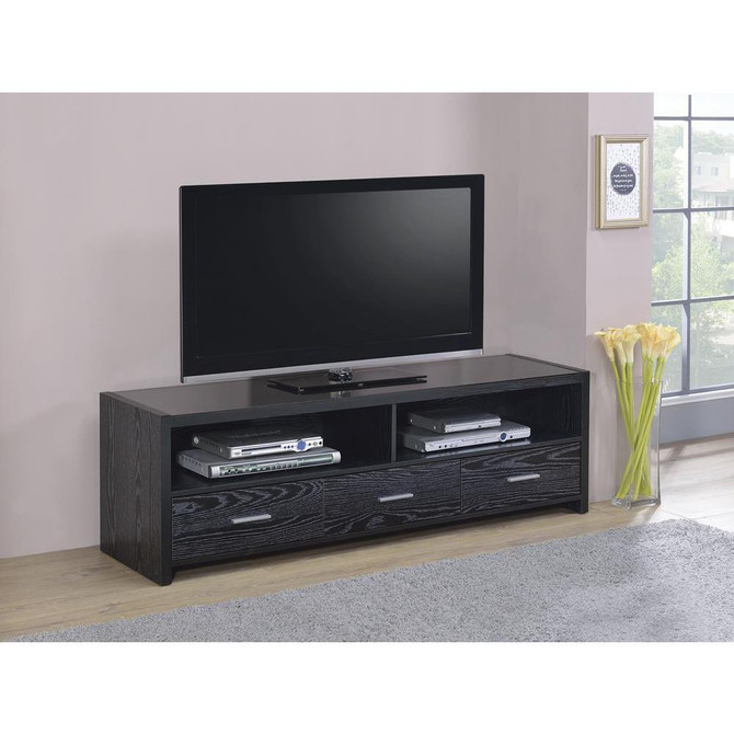 Alton 62" 3-drawer TV Console Black Oak