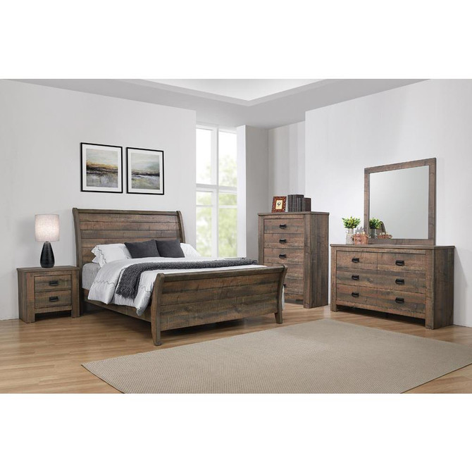 Frederick 5-piece Eastern King Panel Bedroom Set Weathered Oak