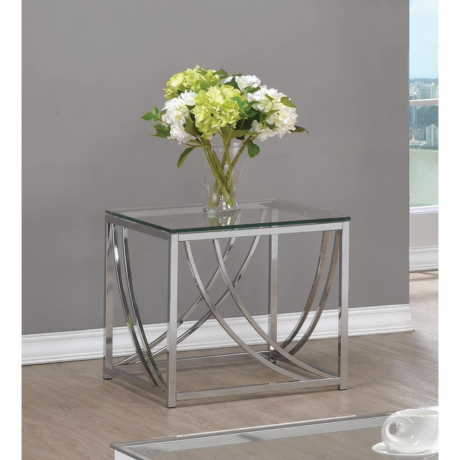 Lille Glass Top Square End Table Accents Chrome