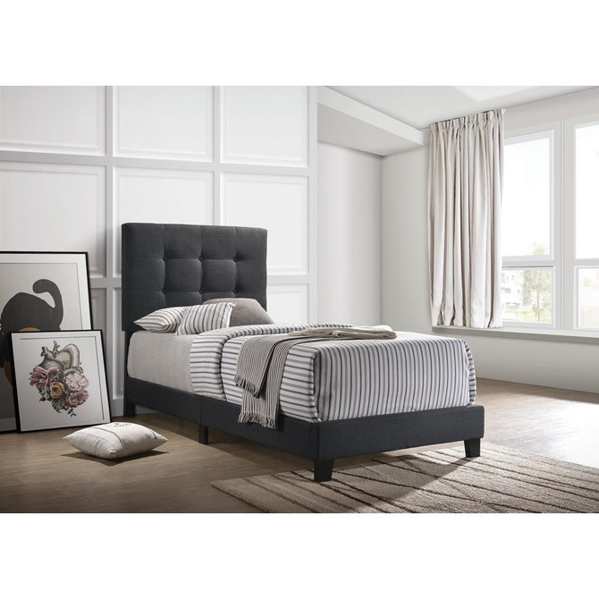 Mapes Tufted Upholstered Twin Bed Charcoal