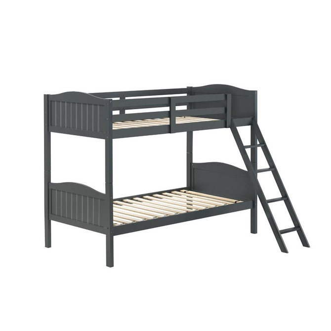 Arlo Twin Over Twin Bunk Bed with Ladder Grey