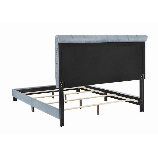 Warner Queen Upholstered Bed Slate Blue