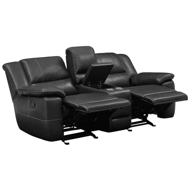 Lee Glider Loveseat with Console Black