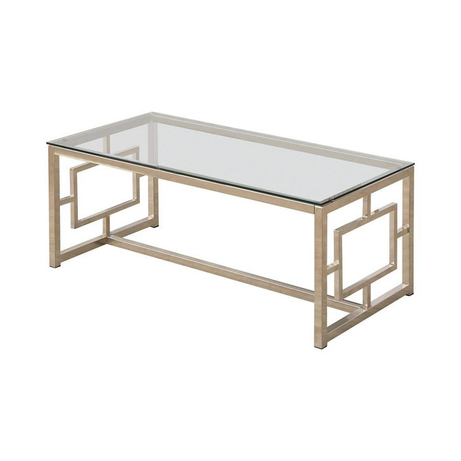 Merced Rectangle Glass Top Coffee Table Nickel