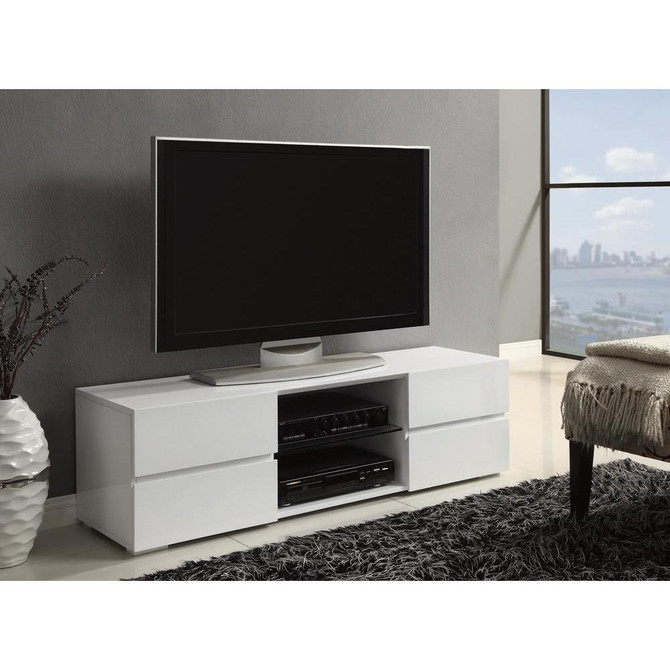 Galvin 4-drawer TV Console Glossy White