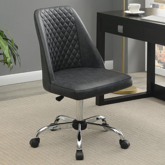 Althea Upholstered Tufted Back Office Chair Grey and Chrome