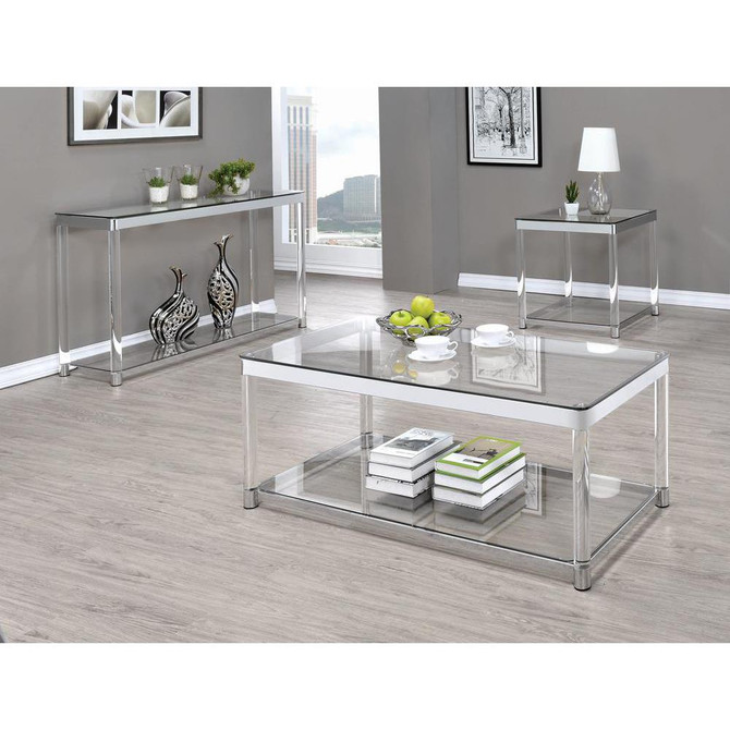 Anne End Table with Lower Shelf Chrome and Clear