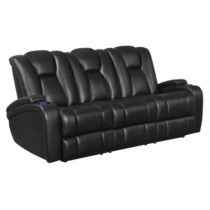 Delange Power^2 Sofa with Headrests Black