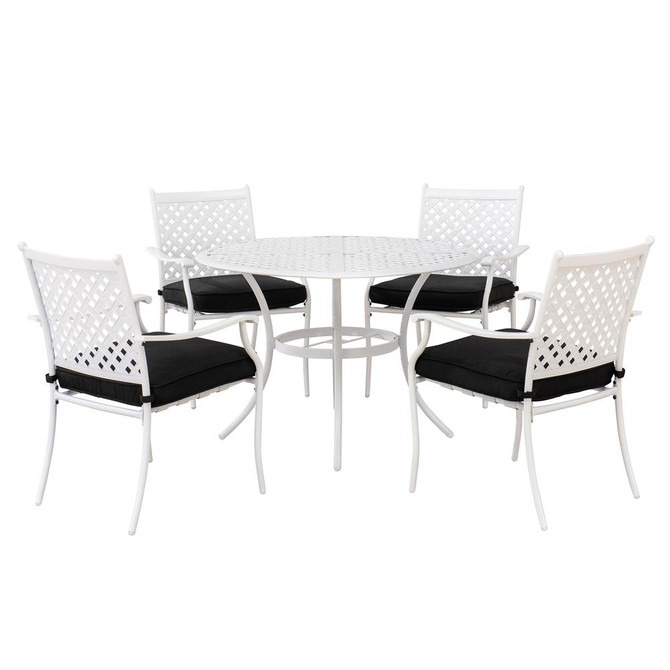 Sunjoy 5 Piece Patio Dining Set White Steel Outdoor Dining Sets