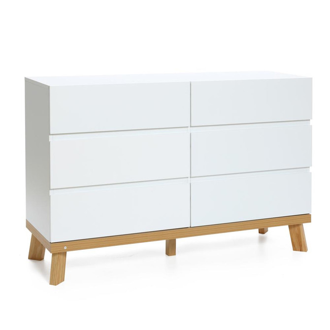 Modern White Wood 6-Drawer Dresser