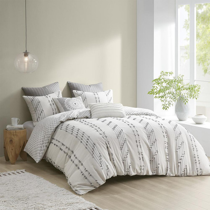 3 Piece Cotton Jacquard Duvet Cover Set