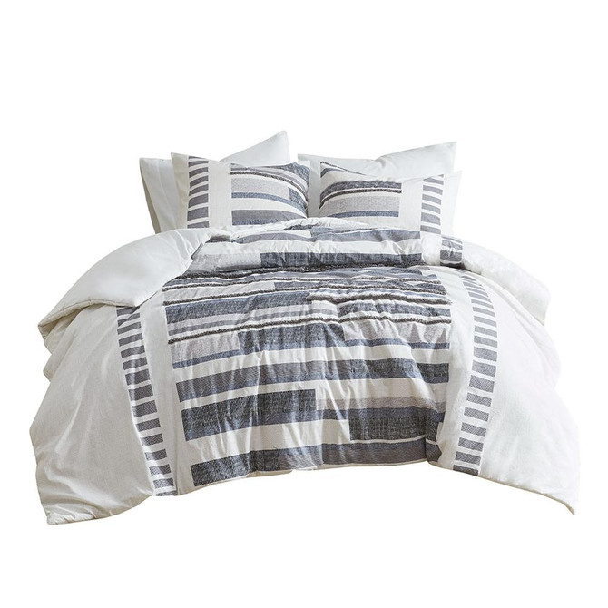 3 Piece Cotton Printed Duvet Cover Set w/ trims