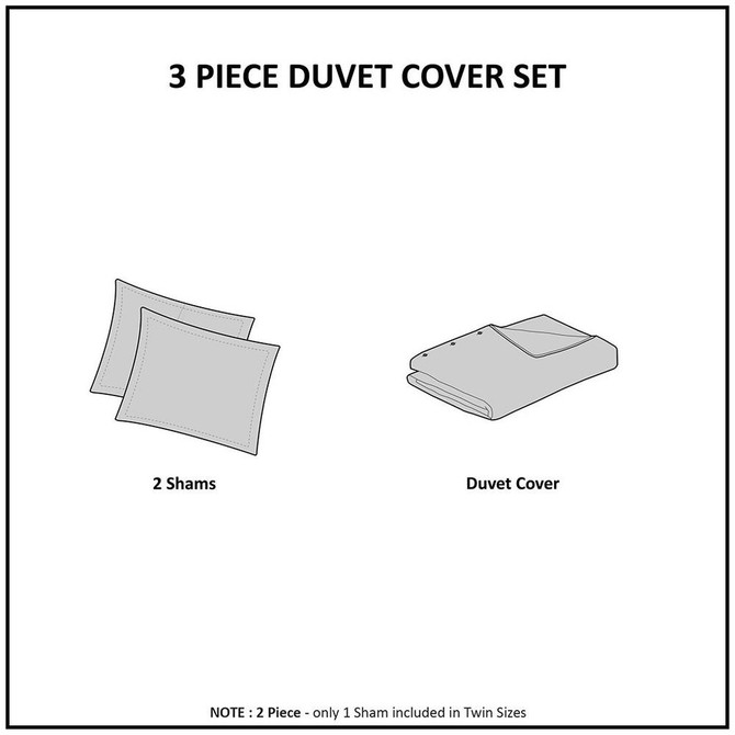 3 Piece Tufted Cotton Chenille Floral Duvet Cover Set