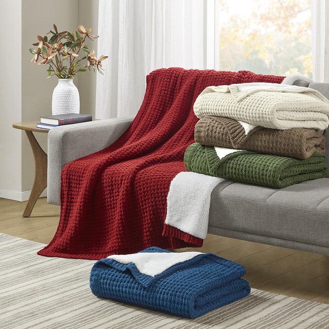 Waffle Knit Chenille Throw