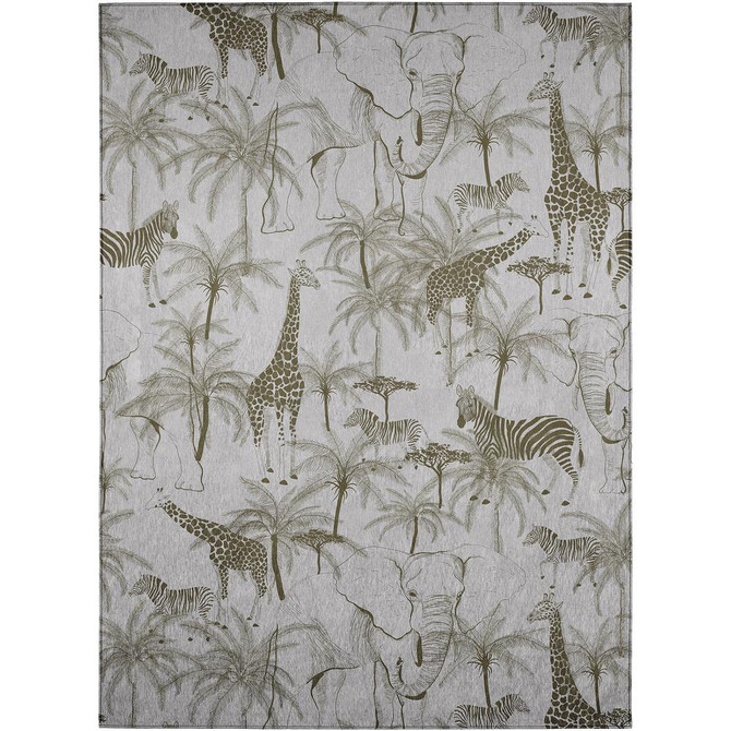 Indoor/Outdoor Tropics TC7 Grey Washable 10' x 14' Rug