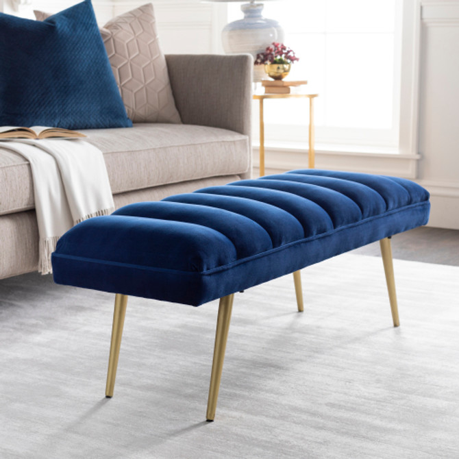 Roxeanne Upholstered Bench-Navy