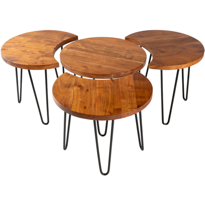 Selene Wood Base Metal Table Set