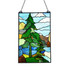 CHLOE Lighting NATURE Landscape-Style Stained Glass Window Panel 20" Tall