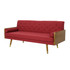 Aidan Mid Century Modern Tufted Fabric Sofa, Red