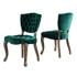 Elizabeth Tufted Dark Green velvet Fabric Dining Chairs (Set of 2)