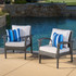 (Set of 2) Bleecker Outdoor Grey Wicker Club Chair with Cushion